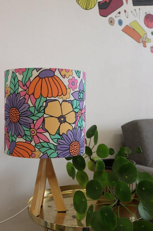 Bright and colourful floral table lampshade - Handmaker's Factory