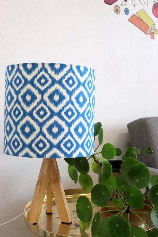 Blue and White Graphic Table Lampshade - Handmaker's Factory
